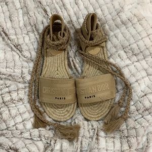 Dior SS2020 Beige Ankle Wrap Espadrilles